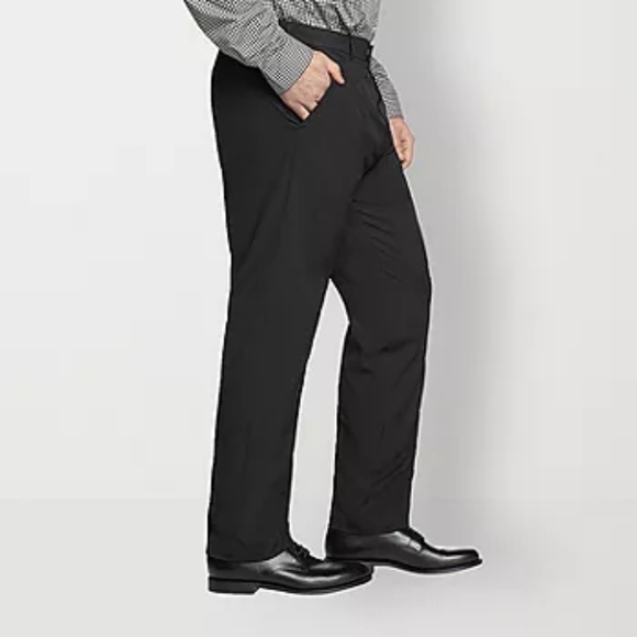 Van Heusen stretch  Mens Big & Tall Regular Fit premium non iron Flat Front Pant - Picture 3 of 10